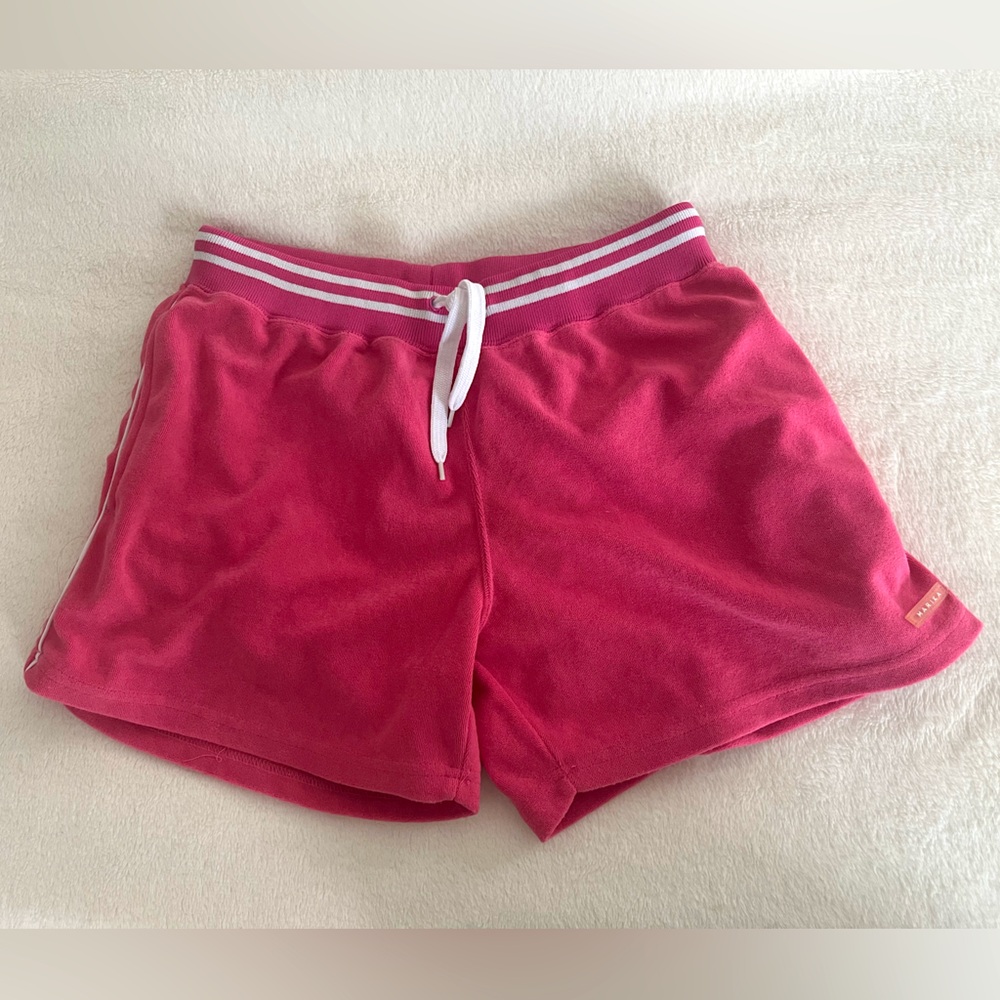 Marika Pink terry cloth Striped band Drawstring Shorts M - Picture 3 of 7